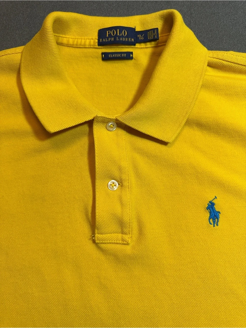 Polo Ralph Lauren Men’s XL Classic Fit Yellow Cotton Polo Shirt Blue Pony
